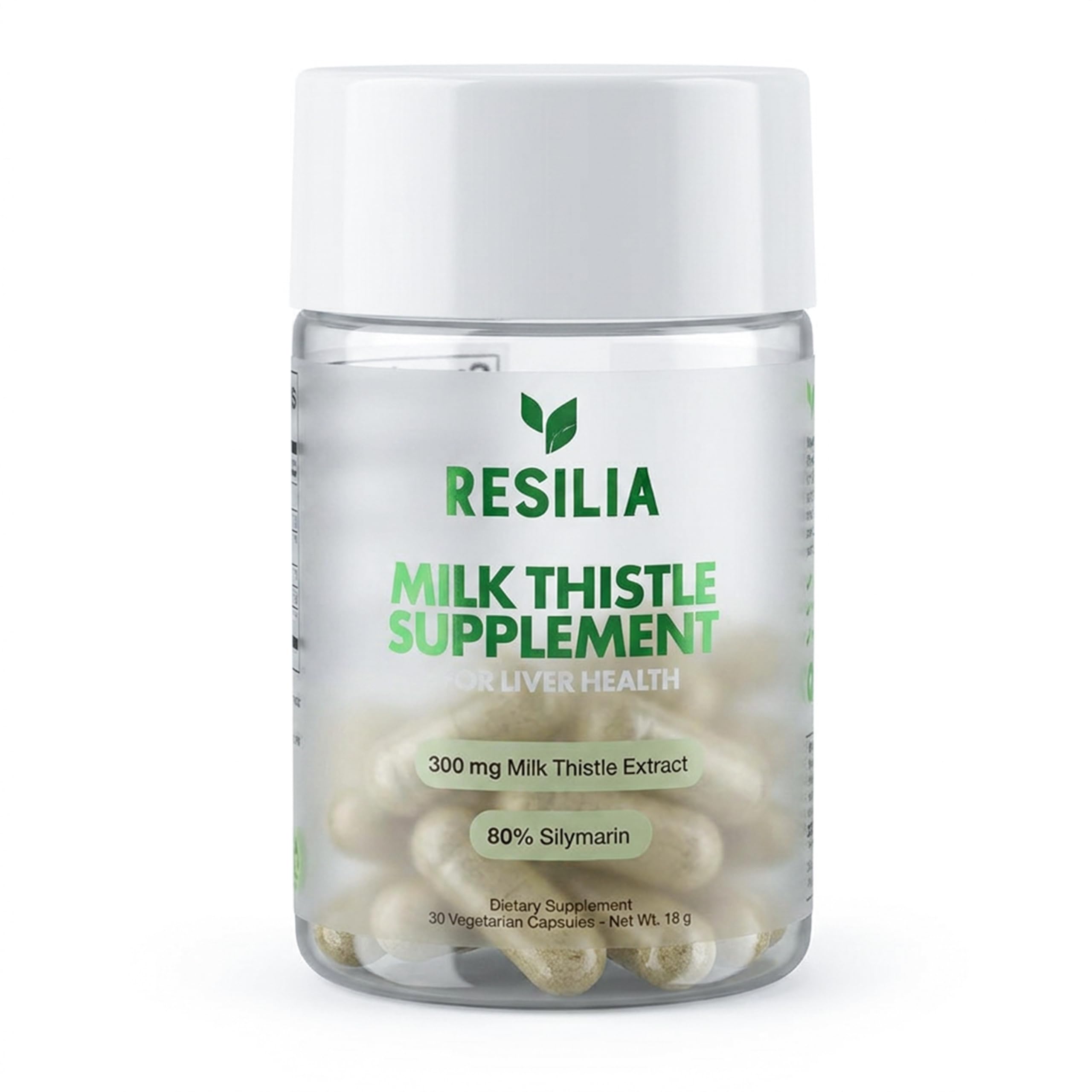 Resilia Milk Thistle Silymarin – 300 mg Supplement with Dandelion, Vitamin C, Inositol, Pueraria Root & Turmeric Extract, Antioxidant-Focused Plant Formula, 30 Vegetarian Capsules