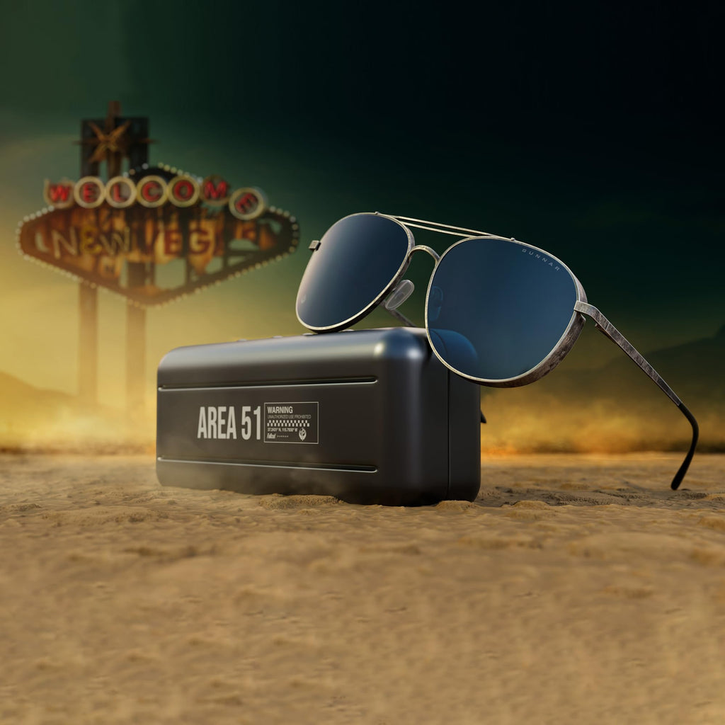 GUNNAR Sunglasses - Fallout Brotherhood of Steel Gunmetal Sun Lens - Blue Light Blocking For Outdoor Screen Viewing