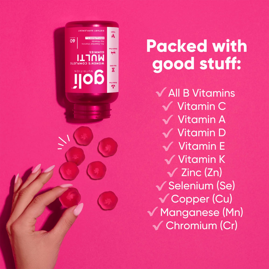 Goli Women's Multi Gummies - Complete Daily Multivitamin with All 13 Essential Vitamins, Biotin, Zinc - Supports Hair, Skin, Nails, Immune System - Vegan, Non-GMO - 60 Count (2 Pack)