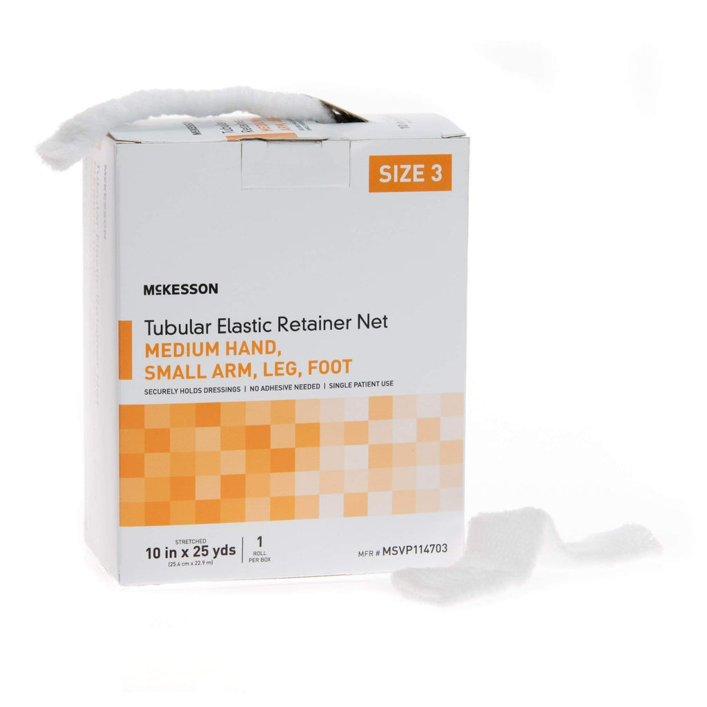 McKesson Tubular Elastic Retainer Net Dressing, Non-Sterile, Hand, Arm, Leg, Foot, Size 3, 10 in x 25 yd, 1 Count, 10 Packs, 10 Total