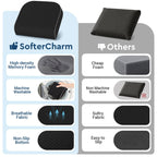 SofterCharm Seat Cushion, Memory Foam Office Chair Cushions for Long Sitting Hours, Chair Pad for Sciatica, Coccyx, Tailbone, Hip Pain & Pressure Relief, Office, Home, Car Seats, Airplane, Black/Large