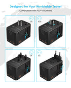 Universal Travel Adapter, VINTAR 75W GaN International Power Adapter with 3 USB C PD and 2 USB A QC, All in One Travel Essentials for UK/EU/USA/AUS, Travel Adapter Worldwide for Laptops Tablets Phones