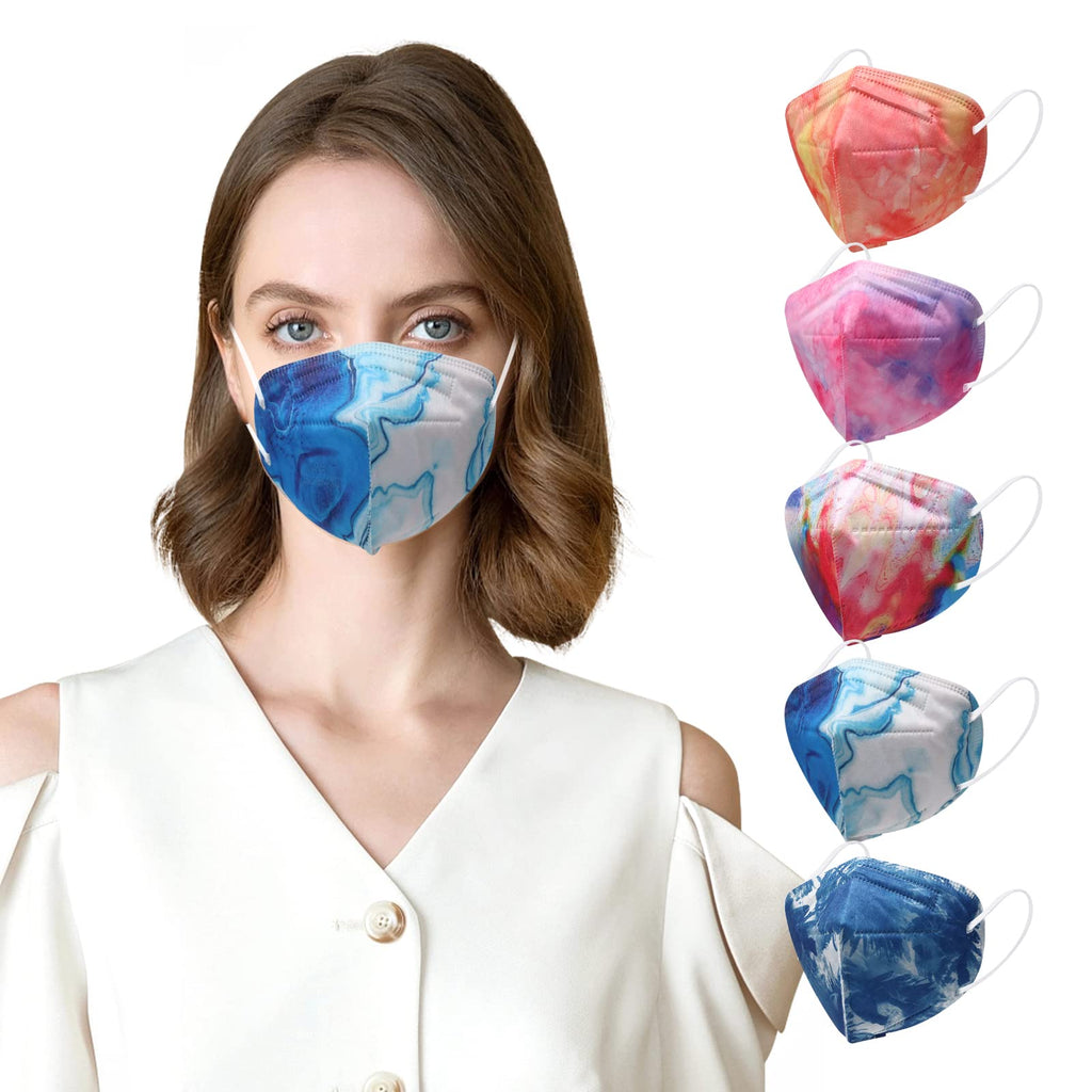 Wecolor KN95 Face Masks 50 Pack 5-Ply Breathable Safety Respirator Multicolor Cup Dust Disposable KN95 Mask