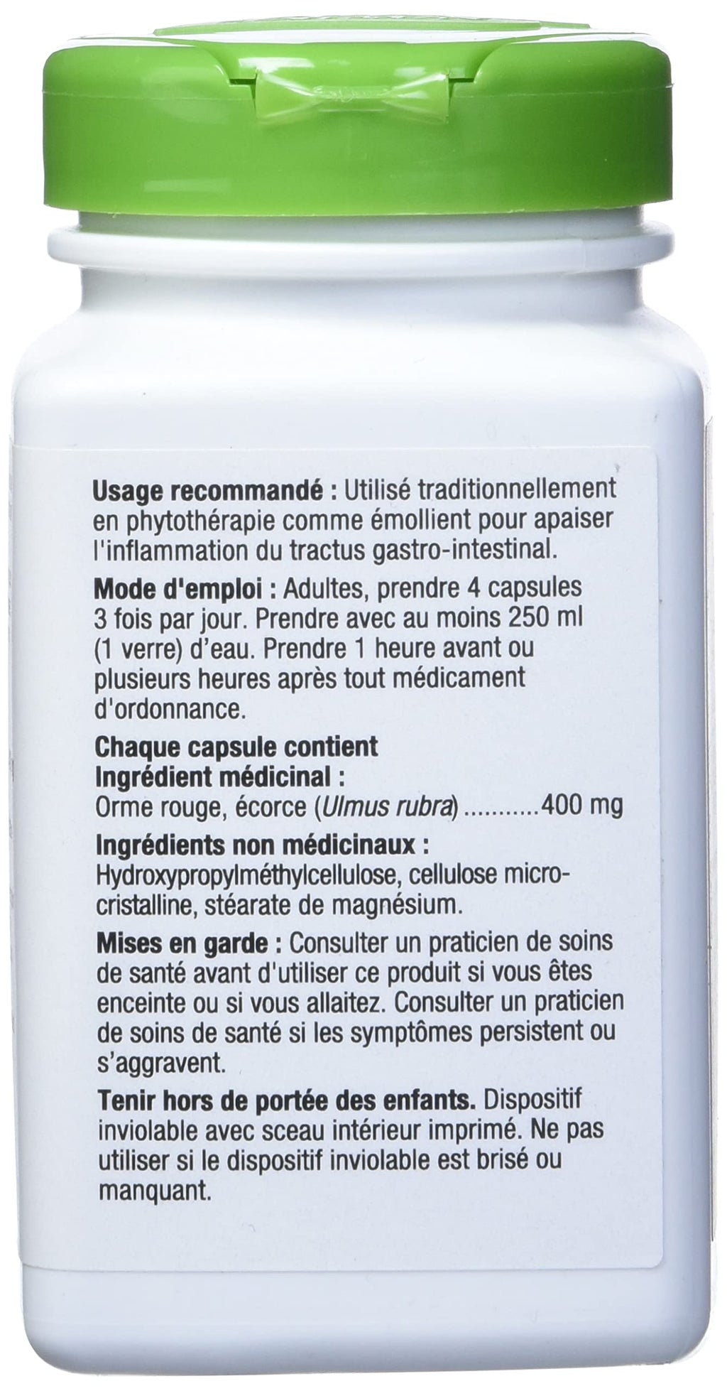 Nature's Way Slippery Elm Bark, 1,600 mg Per Serving, 100 Vegetarian Capsules, 2-Pack