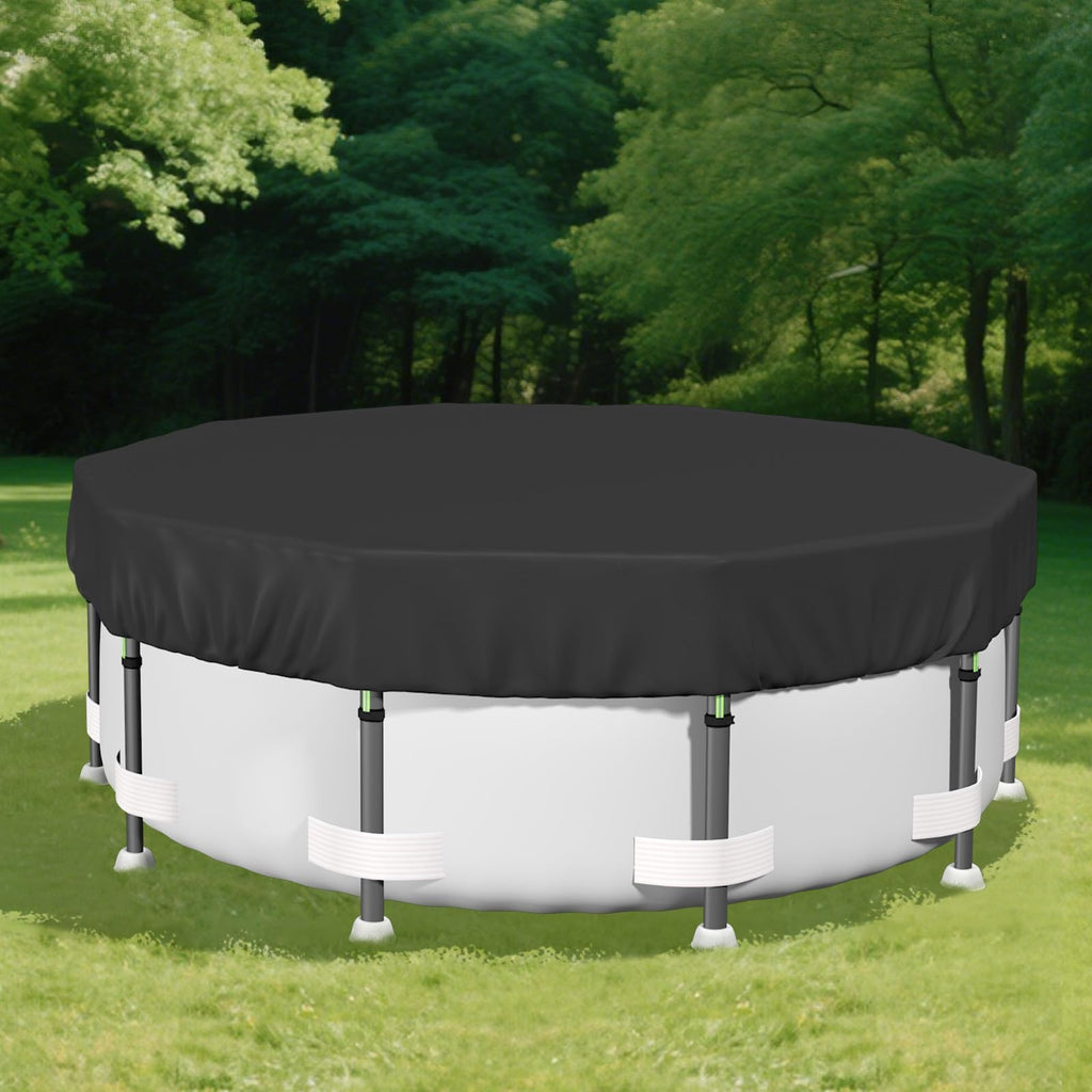SAFANA 14FT Round Pool Covers for Above Ground Pools, Round Swimming Pool Cover [Upgrade 420D Thicker] Protective Leaf Cover with Reflective Strip, Tear Resistant Durability, UV Resistance, Black