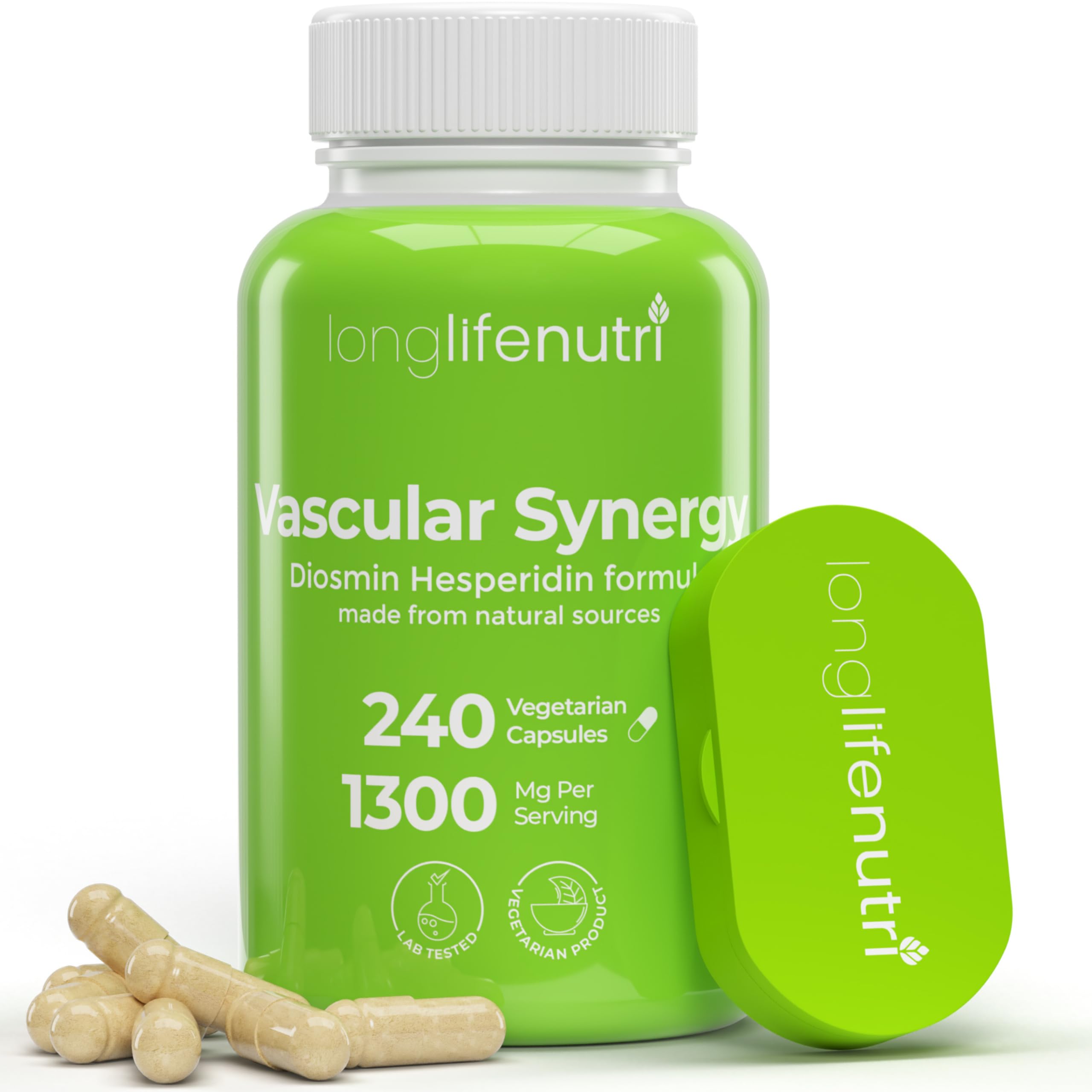 LongLifeNutri Diosmin Hesperidin Complex, Vascular Synergy 1000mg/300mg for Optimal Circulation & Vein Support: 240 Capsules, 120 Servings, 4-Month Supply, Made in USA
