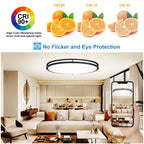 DLLT Flush Mount LED Ceiling Light: 32 Inch 5CCT (3000K-6000K) & Dimmable Ceiling Light Fixtures for Bedroom Hallway - 45W Modern Black Super Bright Kitchen Lighting Fixtures Ceiling