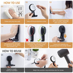 LEVERLOC Razor Holder for Shower 2 Pack, Powerful Vacuum Suction Cup Hook for Towel, Loofah, Razor, Squeegee, Damage-Free Wall Shower Hook, Shaver Holder for Bathroom, Easy to Install and Reuse, Black