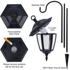Dynaming 6 Pack Solar Hanging Lights Outdoor, Solar Powered Garden Decorative Lanterns with 6 x 38 Inch Shepherd Hooks, Waterproof Landscape Lighting for Lawn Patio Yard Pathway Driveway, Warm White