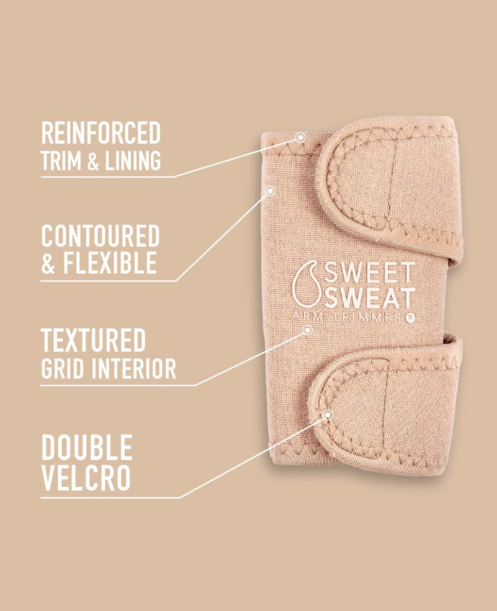 Sports Research Sweet Sweat Arm Trimmers for Men & Women | Increases Heat & Sweat Production to The Bicep Area (Stone, Large)
