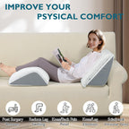 Shinnwa Knee Wedge Pillow, Patented Convertible Knee Pillow for Back Sleeping, Dual-Layer Memory Foam Triangle Pillow for Legs Post Surgery, Knee Support, Leg Elevation, Back Pain Relief