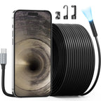 Teslong 50FT USB-C Borescope Camera with Light, Only Compatible with iPhone 15/16/17 Android Phones, 50 ft Flexible Waterproof Endoscope for DIY Pipe Inspection with Drain Snake