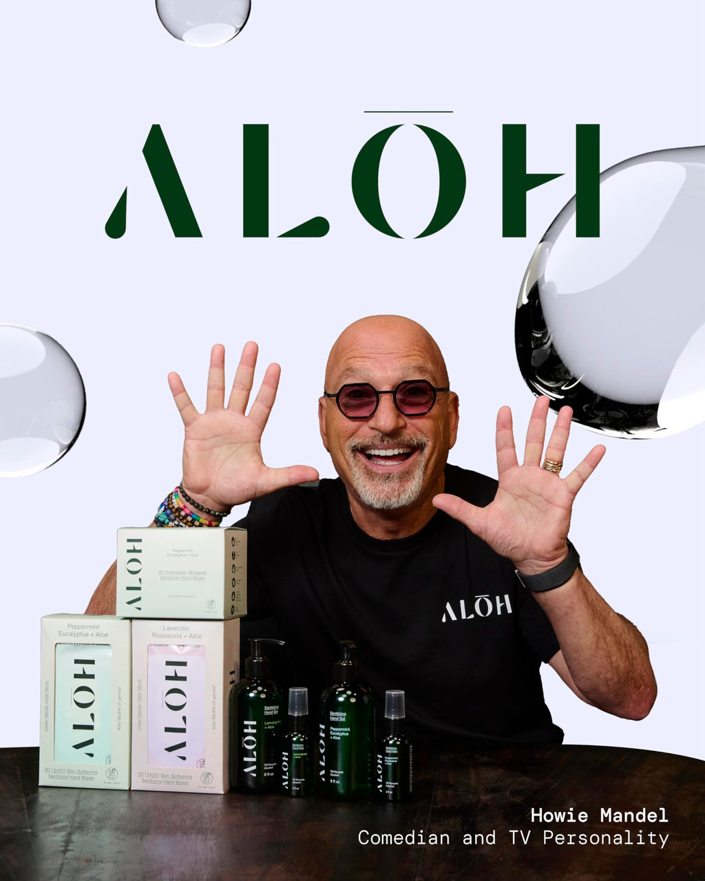 AL��H Skin - Softening Sanitizing Hand Wipes ��� Peppermint + Eucalyptus Aloe (1 Box of 20 Individually Wrapped Wipes)