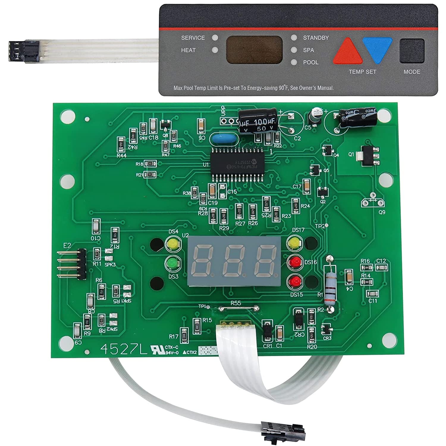 IDXL2DB1930 Display Board, Replacement for Hayward Heater IDXL2DB1930 Display Board Control Panel Keypad Membrane Switch Compatible with Hayward H350FDP H250IDL2 H350IDL2 H400IDL2 & Universal H-Series
