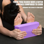 2 Pcs Yoga Blocks, 9"x6"x3" Foam Blocks Yoga Props for Pilates Stretching and Meditation Exercise Blocks Lightweight Yoga Essentials (Purple, normal)