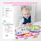 Freebear Deluxe Pink Princess Quiet Book Sensory Board for Toddlers 1-4, Montessori Educational Toys for Girls, Travel Toys with Activities