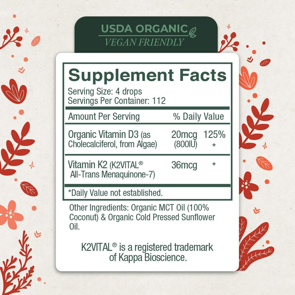 Live Wise Naturals Vitamin D3 K2 Kids Liquid Drops - 112 Servings, Ultra Concentrated Formulation, Fast Absorption 800 IU & 35 MCG for Calcium & Bone Support - Daily Nutritional Support Parents Trust