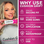Cushion Grip Thermoplastic Denture Adhesive – Refits & Tightens Loose Dentures, Works Like a Denture Reliner for a Long-Lasting, Secure Fit & Comfort, Cushions Gums, Waterproof & Zinc-Free - 1 oz