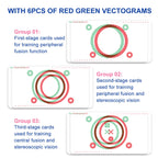 LAIDOLAILA Vision Training Convergence & Divergence Kit – 6 Red Green Variable Fusion Cards with Red Green Glasses, Pointer and Stand – Binocular Exercise & Stereopsis Practice for Home Use
