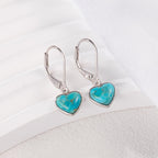Phyonio Heart Natural Turquoise Earrings for Women - Top AAA Grade, Hypoallergenic 925 Sterling Silver Leverback Dangle Earrings, Trendy Jewelry Gifts