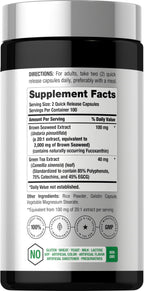 Horbäach Brown Seaweed Extract Capsules | 200 Pills | Fucoxanthin Supplement | Non-GMO, Gluten Free