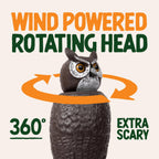Dalen Large Rotating Head Fake Owl Decoy to Scare Birds Away - 18” Tall - Garden Scarecrow Owl with 360º Rotating Head
