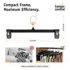 Hanger Central 12 inch 30 Pack Pants Hangers Slim Plastic Black