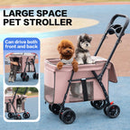Pet Stroller Cat Dog Stroller Travel Folding Pet Carriers（Pink）