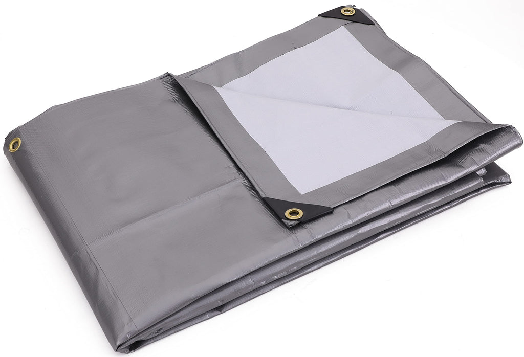 Kotap 12 x 20 Ft. Ultra Heavy-Duty Protection/Coverage Tarp, Superior Weave for Greater Longevity, 16-mil, Reversible, Multi-Use, Waterproof, Silver-White, 1-Pack (TUH-1220)