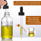 4 Pack 4oz Glass Dropper Bottles with Measured Dropper - 120ml Clear Tincture Bottles with Calibrated Glass Eye Droppers (1ml), Leakproof Essential Oil Bottle for Health, Personal Care & Beauty