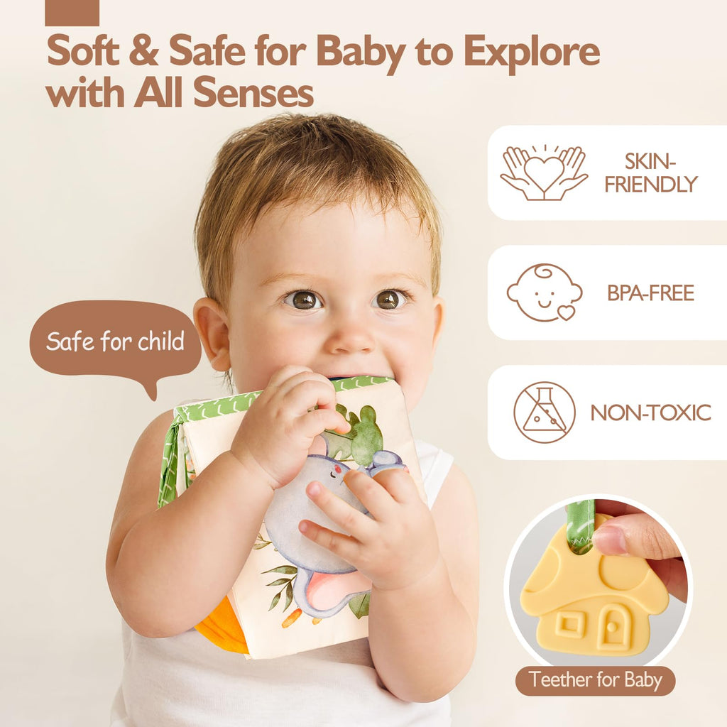 hahaland Baby Books 0-6 Months, Tummy Time Sensory Toys 6 to 12 Month Touch Feel Crinkle Book for Boys Girl 0 3 6 9 12 Month Travel Toys Christmas Birthday Gifts Stocking Stuffers