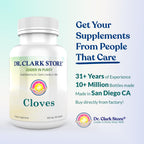 Dr Clark Store Cloves Supplement 500mg for Digestive Comfort and Balanced Internal Cleansing Support, 100 Gelatin Capsules for a 100-day Supply of Pure Botanical Wellness, Non-GMO and Gluten Free