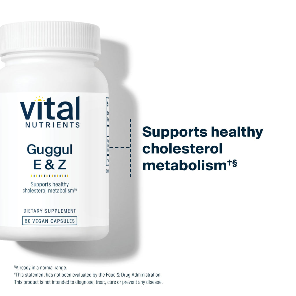 Vital Nutrients Guggul E & Z - Vegan Guggul Supplement - Cholesterol Supplement for Healthy LDL and Triglyceride Levels - Gluten, Dairy, Soy Free - Non-GMO - 60 Capsules