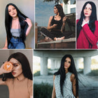 shecool Black Wig for Costume Women 27'' Long Black Wigs for Women Cute Black Straight Wigs for Halloween Costume SL004BK