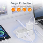 TESSAN Extension Cord 5 FT, Power Strip with 900J Surge Protection, Grey