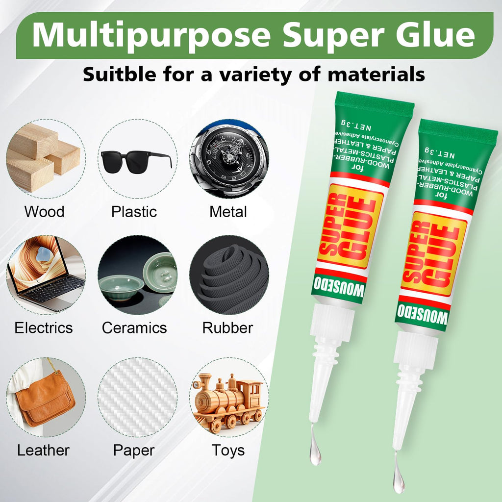 WOUSEDO 24 X 3g Super Glue Clear, Fast Drying Cyanoacrylate(CA) Glue