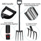 Lcokeiy Pitch Fork, Metal Broadfork Garden Tool Long Handle, 4 Tine Mulch Hay Manure Digging Bedding Hay Potato Garden Fork Shovel for Gardening Loosening Soil Compost