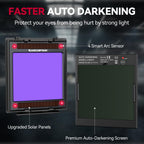 ARCCAPTAIN Large View 3.94" x 3.66" True Color Auto Darkening Welding Helmet with Light, Solar Powered Welding Hood, 4 Arc Sensor Wide Shade 4/5-9/9-13 for Stick MIG TIG Cut, Alien