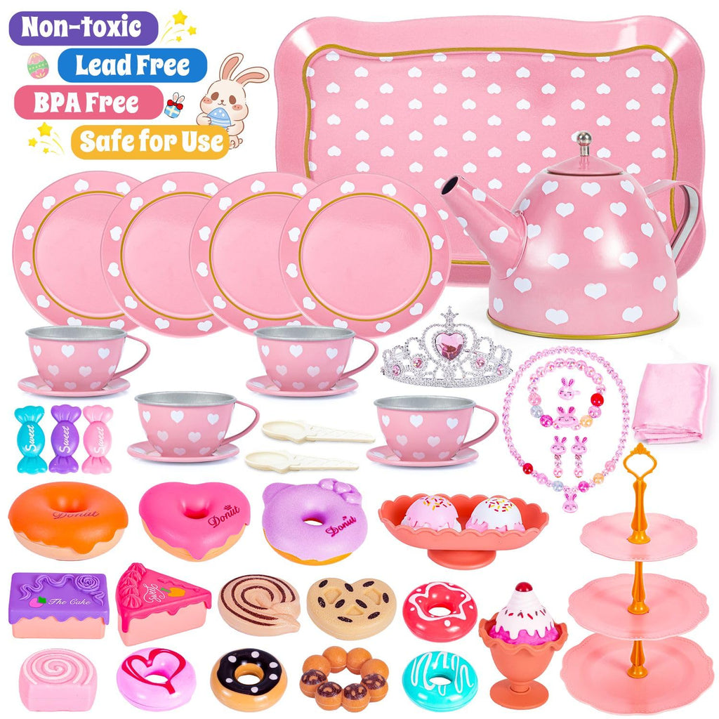 Hohosunlar Tea Party Set for Little Girls, Kids Tea Set for Toddler 3-5 6-8