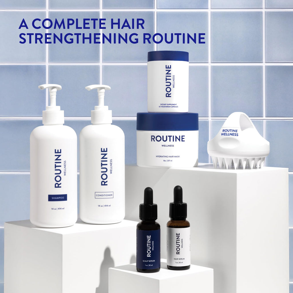 Routine Wellness Hair Growth Supplement – CLINICALLY Tested Thicker, Fuller-Looking Hair Support with Biotin & Key Nutrients, Vegetarian & Gluten-Free Vitamins - 3 Bottles, 90 Day Supply