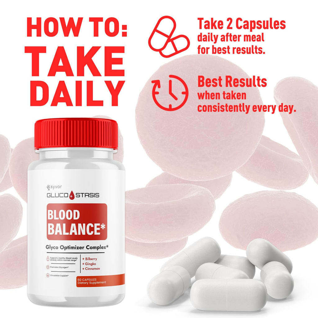 GlucoStasis Capsules, Official Gluco Stasis Blood Health Support Pills with All Natural Ingredients, Advanced Formula Supplement Pills with Max Strength Premium Vitamins for Women & Men (60 Capsules)
