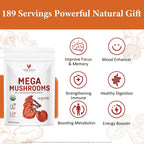 VELOTO Organic Mega Mushroom Powder Blend,10 in 1 Complex Mushroom Extract Powder Herbal Supplement with Reishi, Cordyceps, Chaga, Lion's Mane, Vegan & More, Sustainably US Grown, Filler Free, 10oz