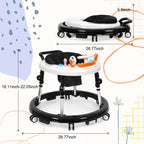 HolyBase Music and Lights Baby Walker Foldable with 9 Adjustable Heights, Baby Walker with Wheels Portable, Infant Toddler Walker for Baby Boy Girls 6-18 Months