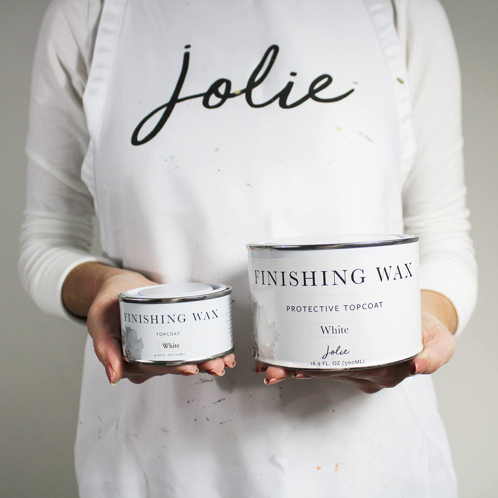 Jolie Finishing Wax - Protective topcoat Paint - Use on interior furniture, cabinets, walls, home decor and accessories - Odor-Free, Non-Hazardous - White - 120 ml
