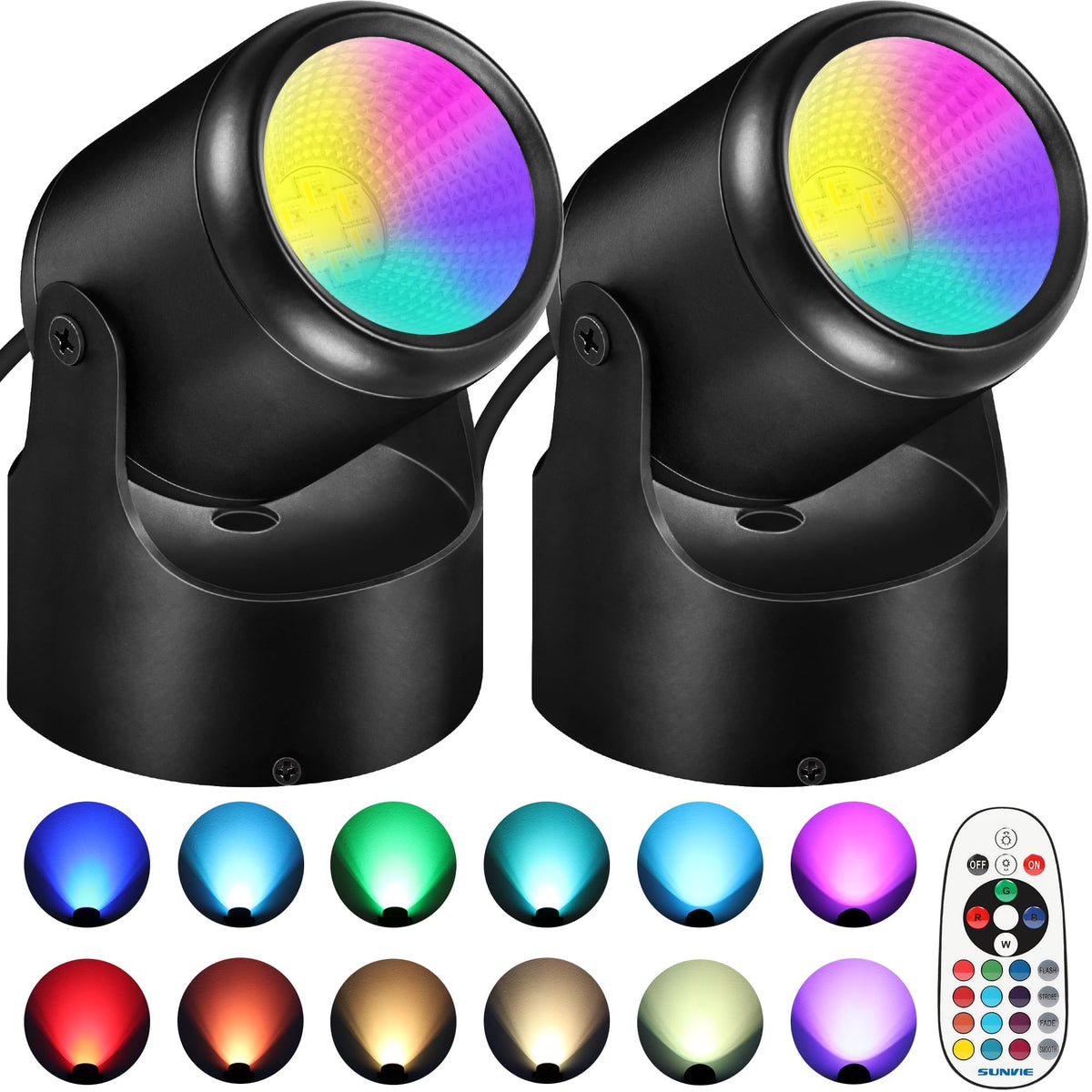 URTOM 6W RGBW Up Lights Indoor Halloween LED Floor Spotlight with Remote