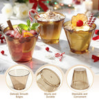 Glowserve 9 oz Clear Plastic Cups Brown Plastic Disposable Cups for Cocktail 150 Pack Fancy Cocktail Cup for Party Stemless Wine Glasses for Party Wedding Graduation Birthday Father's Day