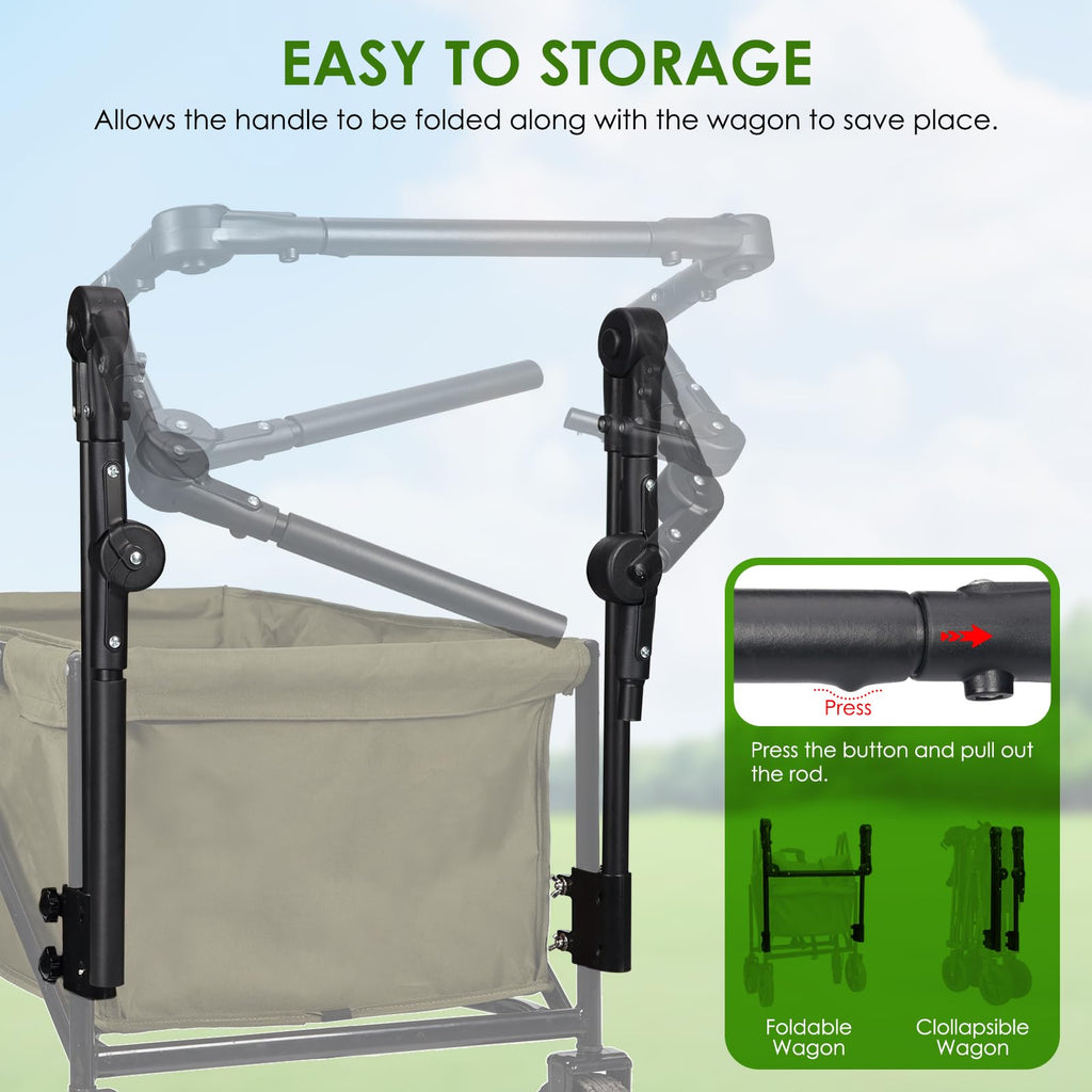 Adjustable Wagon Push Handle Attachment Fit for Round & Square Frame Wagons
