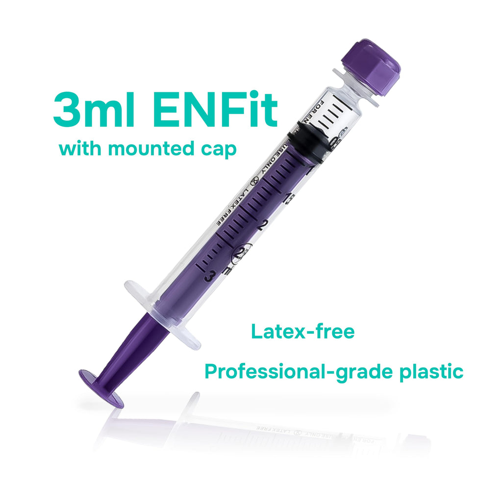 ONE-CARE ENFit Syringes 3ml with Mounted Cap, Sterile, 30/bx Blister-Packed Syringes