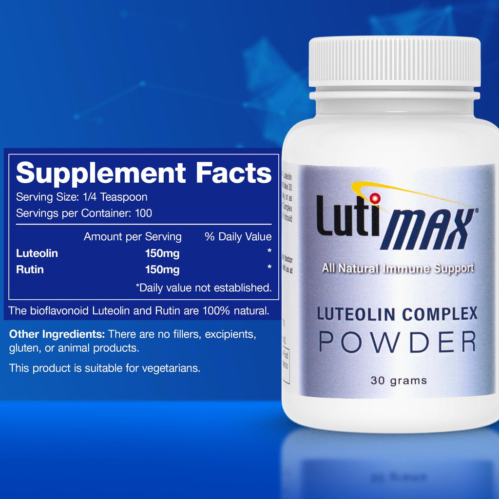 Lutimax Luteolin Complex Powder Brain Supplement with Rutin - Nootropic Brain Supplements for Memory and Focus to Improve Brain Health - Antioxidant Supplement for Immune Support, 100 Servings 2 Pack