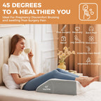 BIEEZZK Leg Pillow Elevation Blood Circulation, Leg Elevating Pillows for After Surgery, Sleeping, Memory Foam Wedge Pillow for Legs Swelling, Foot Knee Pillow for Back Pain, 23.6×16.8×8in, White/Grey